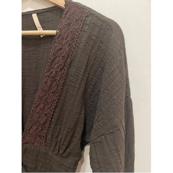 Vintage Elan Tie Front Kimono Top Crochet Y2K Small Boho Whimsigoth Fairy Grunge - Picture 2 of 7